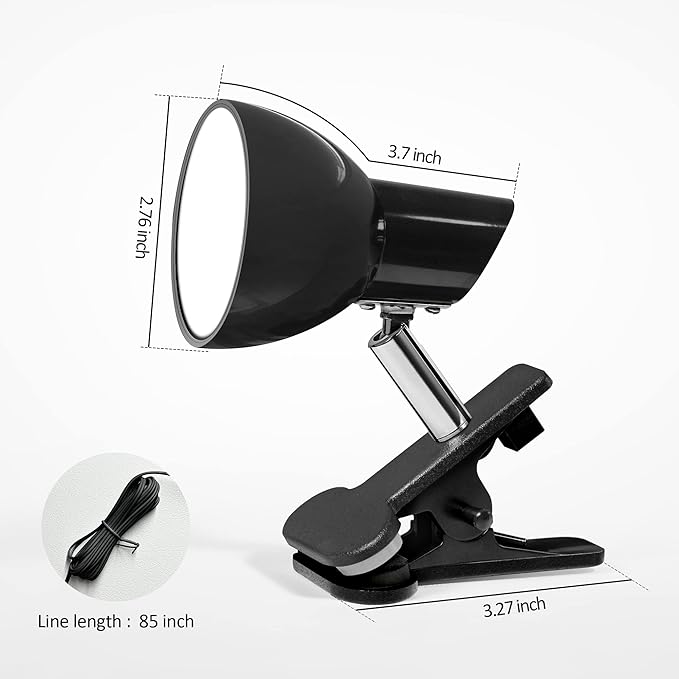 Clamp Light, Super Bright Clip Lamp for Book Reading in Bed Headboard Light, Easy to Attach Illumination Powerful Small Compact Clamp Lamp Black - LeafyLoom