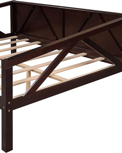 Jintop Full Size Daybed with Additional Storage Space,Sturdy Sofa Bed Frame W/ 8 Wood Slat Support,Easy to Install,for Teens Kids Girls Boys,Living Room Bedroom Apartment,Espresso - LeafyLoom