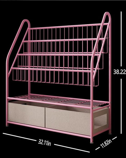 Kids Book Shelf with Storage 32inch, 5 Tier Freestanding Pink Bookshelf, Large Modern Minimalist Book Case With Toy Storage Organizer For Bedroom Study Room Playrooms Children Room KDSJ2305-Pink - LeafyLoom