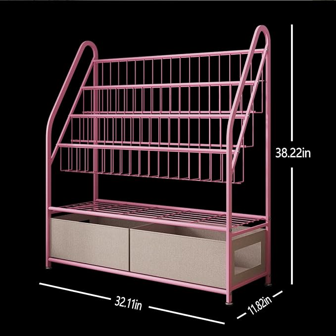 Kids Book Shelf with Storage 32inch, 5 Tier Freestanding Pink Bookshelf, Large Modern Minimalist Book Case With Toy Storage Organizer For Bedroom Study Room Playrooms Children Room KDSJ2305-Pink - LeafyLoom