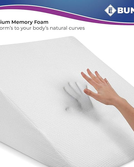 Ebung Body Positioner - Premium Memory Foam Wedge Pillow for Sleeping, Sitting, Snoring, Heartburn Relief, Pregnancy, TV, Reading, Backrest, Leg Rest - LeafyLoom