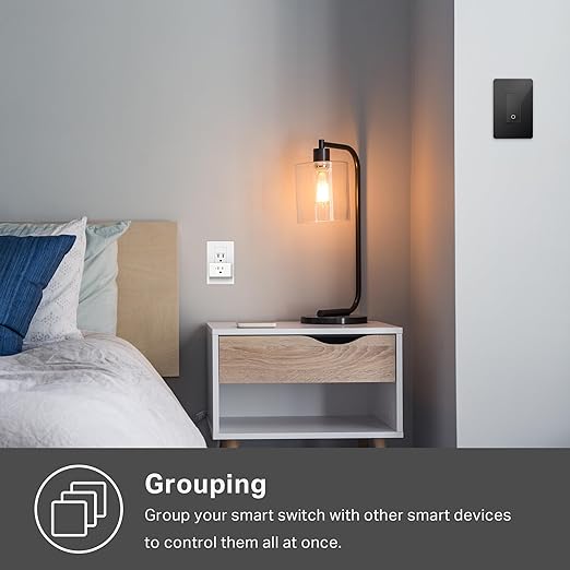 Kasa Smart Light Switch HS200-BL, Single Pole,Neutral Wire Required, 2.4GHz Wi-Fi Light Switch Compatible with Alexa and Google Home, UL Certified, No Hub Required, Black KasaSmartbyTP-Link