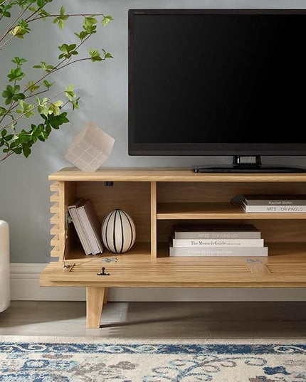 Modway Render Mid-Century Modern Low Profile 46 Inch TV Stand in Oak, 46" - LeafyLoom