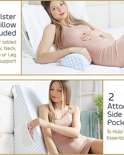 Nestl Bed Wedge Pillow - Wedge Pillow for Sleeping to Reduce Acid Reflux, Wedge Pillows for After Surgery 8-in-1 Triangle Pillow Wedge, Cooling Gel Memory Foam Wedge Snoring Pillow -12 Inch - LeafyLoom