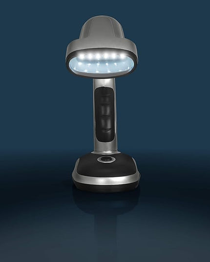ELDSKLT Led Desk Lamp, 12-Bulb Battery-Operated Table Light for Home, Office, Silver/Black - LeafyLoom
