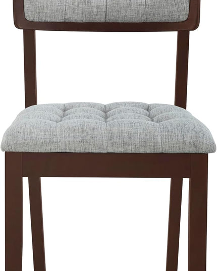 Rustic 42inch Round Dining Table Set for 4-Espresso Finish, 5 Piece with Upholstered Chairs - LeafyLoom
