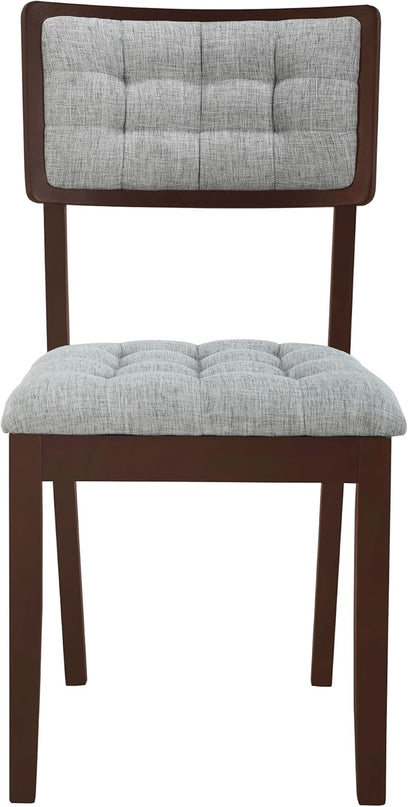 Rustic 42inch Round Dining Table Set for 4-Espresso Finish, 5 Piece with Upholstered Chairs - LeafyLoom