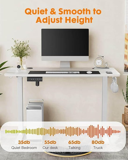 NicBex Home Office Desk 55" x 23" Electric Height Adjustable Standing Desk Computer Desk Office Desk, Sit to Stand Ergonomic Computer Desk Adjustable Desk, White - LeafyLoom