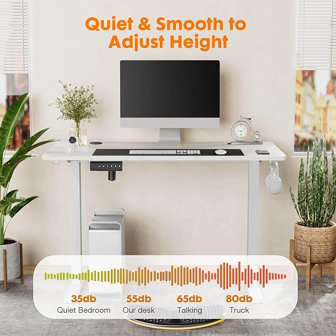 NicBex Home Office Desk 55" x 23" Electric Height Adjustable Standing Desk Computer Desk Office Desk, Sit to Stand Ergonomic Computer Desk Adjustable Desk, White - LeafyLoom