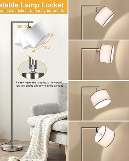 Boncoo Floor Lamps for Living Room, Standing Lamp Tall with Adjustable Silk Shade, Modern Stepless Dimmable Floor Lamp, LED Reading Standing Light for Bedroom Office Dorm Room, 9W Bulb Included - LeafyLoom