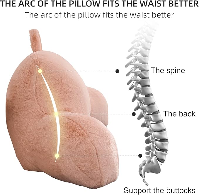 Aimuan Reading Pillow Bed Rest Pillow with Arms Rabbit Fur Back Pillow for Sitting up in Bed Adults Teens Incline Rest Sleeping Snoring with Pregnancy Lumbar Waist Support (Standard, Blush) - LeafyLoom