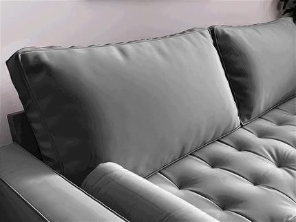 S5457 Mid Century Modern Velvet Upholstered Tufted Living Room Sofa, 69.68", Grey - LeafyLoom