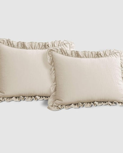 Lush Decor Reyna Ruffle Comforter Set - 3 Piece Cozy Ruffled Bedding Set - Timeless Elegance and Comfort for Bedroom - California King, Wheat - LeafyLoom