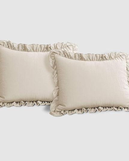 Lush Decor Reyna Ruffle Comforter Set - 3 Piece Cozy Ruffled Bedding Set - Timeless Elegance and Comfort for Bedroom - King, Wheat - LeafyLoom