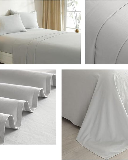Luxury Soft King Size Sheet Set - Breathable & Cooling Sheets - Hotel Quality Bed Sheets King - Extra Soft - Deep Pockets 16 Inch - Easy Fit - 4 Piece Set - Wrinkle Free King Sheets,Light Grey - LeafyLoom