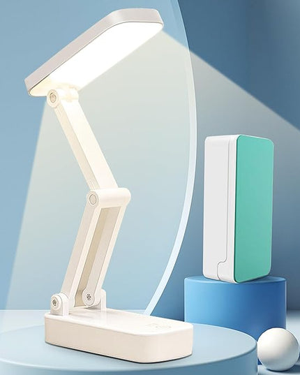 LED Desk Lamp, Foldable & Portable Light Rechargeable 5400mAh Reading Lamps,3 Color Modes Dimmable Portable Small Desk Light for Office, Home, Dormitory - LeafyLoom