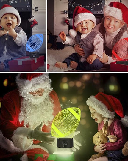 Elstey Football 3D Lamp Optical Illusion Night Light, 7 Color Changing Touch Switch Acrylic Flat & ABS Base & USB Cable Decoration Lamps for Christmas Gift - LeafyLoom