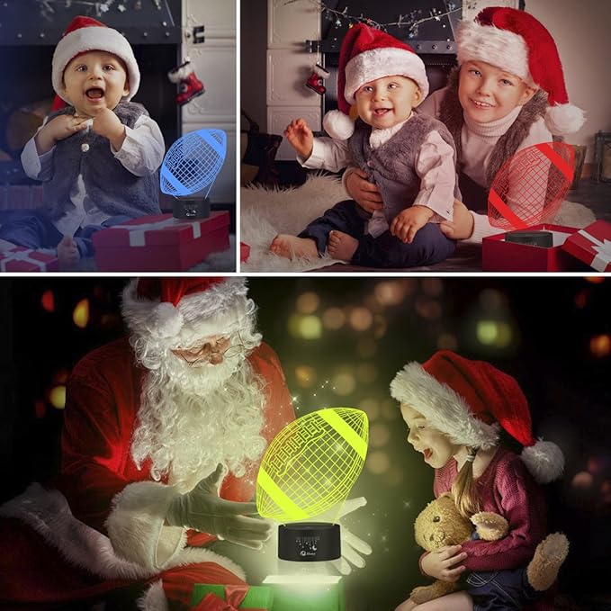 Elstey Football 3D Lamp Optical Illusion Night Light, 7 Color Changing Touch Switch Acrylic Flat & ABS Base & USB Cable Decoration Lamps for Christmas Gift - LeafyLoom