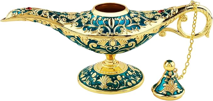 Vintage Legend Aladdin Lamp Magic Genie Wishing Light,Collectable Rare Classic Arabian Costume Props Lamp Tabletop Decor Crafts for Home/Wedding Decoration&Gift for Party/Halloween/Birthday - LeafyLoom