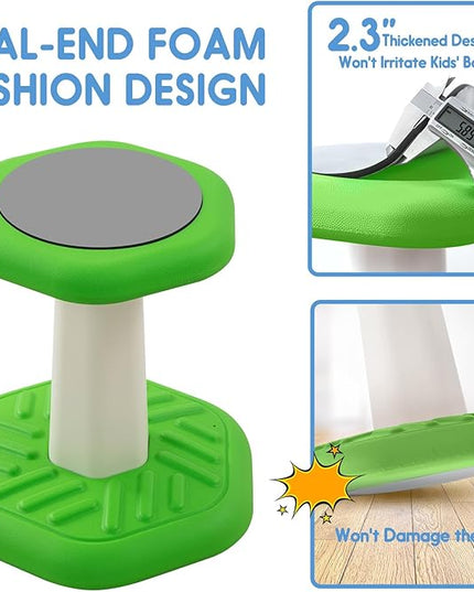 Kids Wobble Stool Chair Seat, Flexible Classroom Seating Improves Focus, Posture & Helps ADHD/ADD. Wobble Stools for Classroom Seating, Ages 3-8, Blue+Green - LeafyLoom