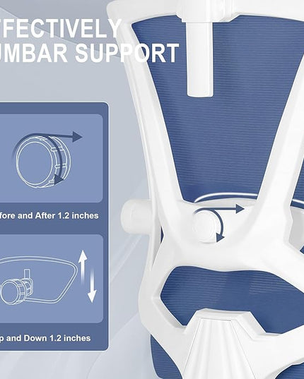 Misolant Ergonomic Office Chair with Footrest, Ergonomic Desk Chair with Adjustable 2D Lumbar Support, High Back Office Chair with Adjustable Headrest, Comfortable Office Chair Navy Blue - LeafyLoom