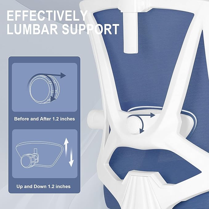 Misolant Ergonomic Office Chair with Footrest, Ergonomic Desk Chair with Adjustable 2D Lumbar Support, High Back Office Chair with Adjustable Headrest, Comfortable Office Chair Navy Blue - LeafyLoom