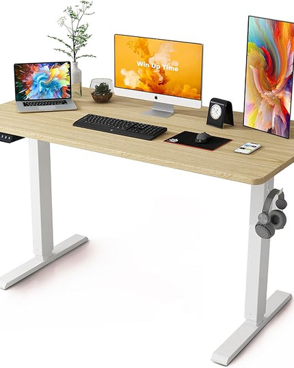 Standing Desk Adjustable Height- Whole Piece Desktop Stand Up Desk, Electric Standing Desk, Sit to Stand Desk for Home & Office Computer Desk - LeafyLoom