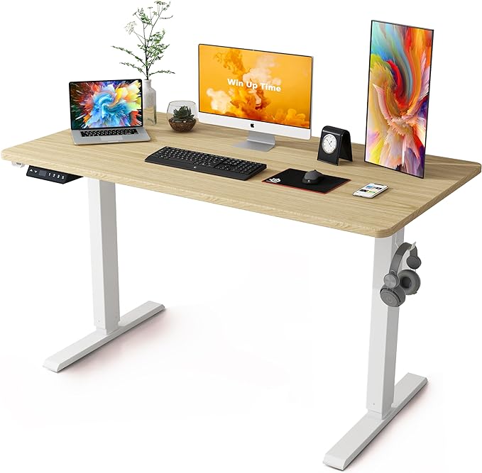 Standing Desk Adjustable Height- Whole Piece Desktop Stand Up Desk, Electric Standing Desk, Sit to Stand Desk for Home & Office Computer Desk - LeafyLoom