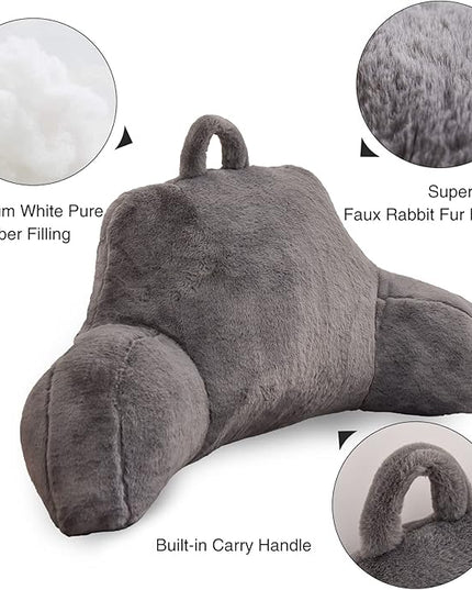 Aimuan Reading Pillow Bed Rest Wedge Large Adult Backrest Pillow with Arms Back Support for Sitting Up in Bed Cushion Incline Rest Sleeping Snoring Pillow, Grey Large - LeafyLoom