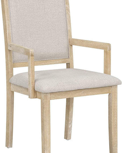Kitchen 5-Piece Set, Two-Size Round to Oval Extendable Butterfly Leaf Table and 4 Upholstered Dining Chairs with Armrests, Natural Wood Wash - LeafyLoom