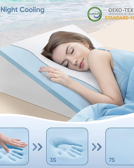 Wedge Pillow with Extra Replaceable Washable Covers, 2024 New 12'' Bed Wedge Pillow for Sleep Apnea, Acid Reflux, Heartburn, GERD, Cooling Memory Foam Top Incline Pillow for Improved Sleep - LeafyLoom