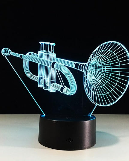 Trumpet Shape 3D Optical Illusion Lamp 7 Colors Change Timing Remote Control and Touch Button LED Table Desk Lamp for Home Bedroom Decoration - LeafyLoom