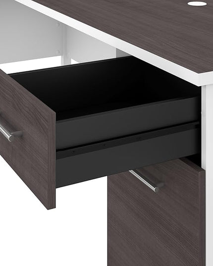 Bush Furniture Somerset Computer Drawers | Office Home Workspace | Large Desk, 72W, Storm Gray/White - LeafyLoom