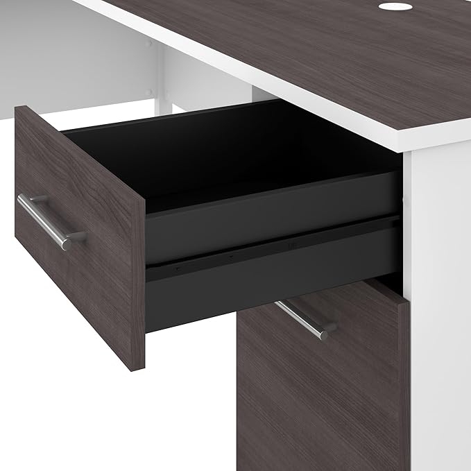 Bush Furniture Somerset Computer Drawers | Office Home Workspace | Large Desk, 72W, Storm Gray/White - LeafyLoom