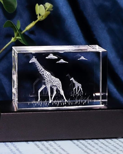 Qianwei Giraffe Gifts for Giraffe Lovers, Giraffe Decor Figurine Statue Stuff 3D Crystal Gifts Paperweight Birthday for Best Friend Kids Keepsake&Paperweight - LeafyLoom
