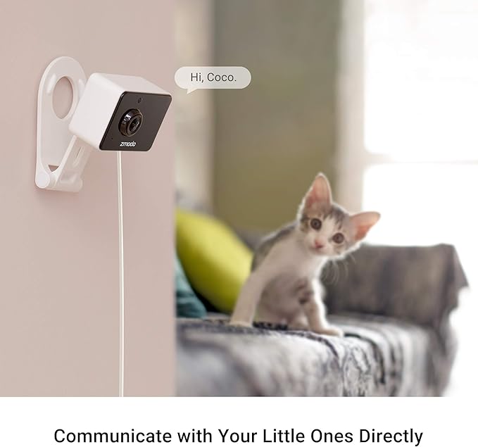 Zmodo Mini Pro, 1080P Plug-in WiFi Security Camera, Indoor Smart Camera with AI Motion Detection, Pet Nanny Cam, Night Vision, 2-Way Audio, Phone App, Compatible with Alexa & Google Assistant. Zmodo