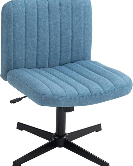 Panana Office Chair Fabric Padded Seat Armless Desk Chair Swivel Computer Task Chair Mid-Back No Wheels Accent Chair (Blue) - LeafyLoom