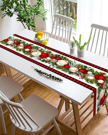 Nepnuser Black and Red Buffalo Check Plaid Christmas Table Runner 108 Inches Long Seasonal Winter Xmas Party Decoration Holiday Home Kitchen Dining Room Decor Nepnuser
