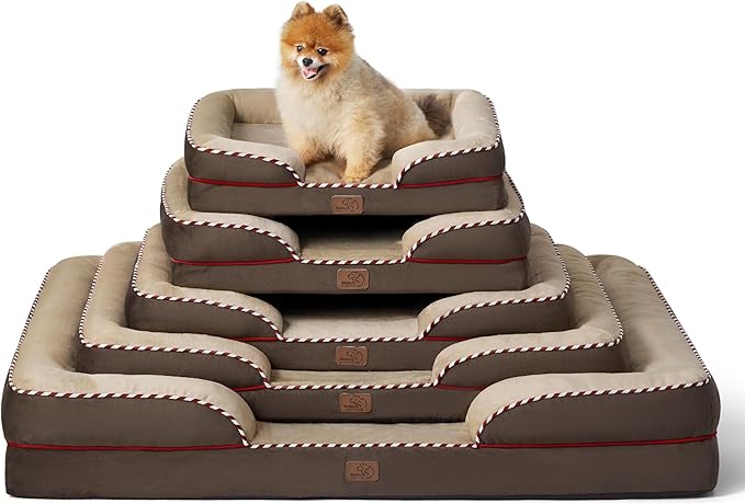 Bedsure Orthopedic Dog Bed for Medium Dogs - Waterproof Dog Sofa Beds Medium, Supportive Foam Pet Couch Bed with Removable Washable Cover, Waterproof Lining and Nonskid Bottom, Brown BEDSURE