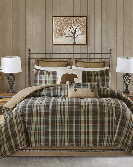 Woolrich Rustic Lodge Cabin Comforter Set - All Season Down Alternative Warm Bedding Layer and Matching Shams, Oversized Twin, Hadley Plaid, Multi - LeafyLoom