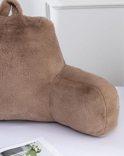 Aimuan Reading Pillow Bed Rest Wedge Large Adult Backrest Pillow with Arms Back Support for Sitting Up in Bed Cushion Incline Rest Sleeping Snoring Pillow,Brown Large - LeafyLoom