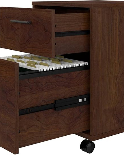 Bush Furniture Key West 2 Drawer Mobile File Cabinet, Bing Cherry (KWF116BC-03) - LeafyLoom