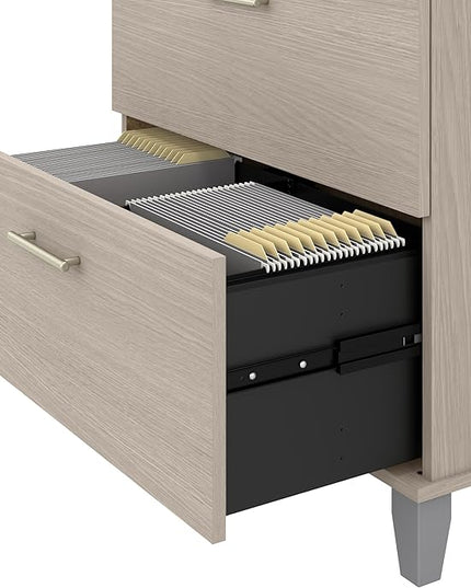 Bush Furniture Somerset 2 Drawer Lateral File Cabinet in Sand Oak - LeafyLoom