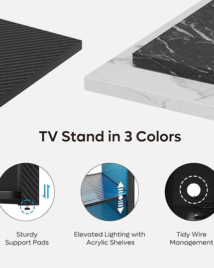 Bestier LED Tall TV Stand, Entertainment Center for 55/60/65 inch TV, Gaming TV Console with Storage for PS5, Adjustable Shelf Modern High TV Cabinet for Living Room Bedroom, Carbon Fiber Black - LeafyLoom