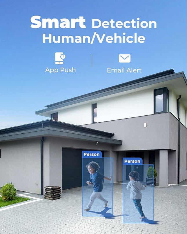 REOLINK 4K Security Camera System - H.265 4pcs PoE Security Cameras Wired with Person Vehicle Detection, 8MP/4K 8CH NVR with 2TB HDD for 24-7 Recording, RLK8-800B4 REOLINK