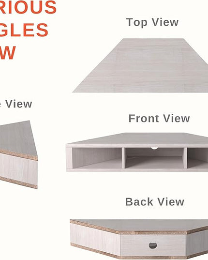 24/7 Shop at Home French 47 inch Modern TV Stand with Storage, Floating Corner Shelf for Wall, Wood Entertainment Center with Shelves for Living Room, Bedroom, Family, White Oak - LeafyLoom