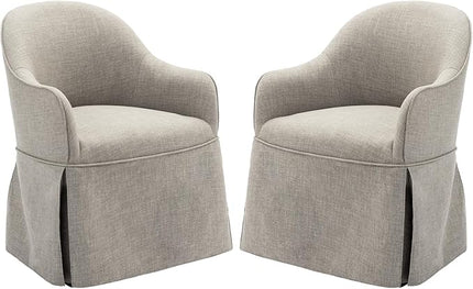 COLAMY Modern Accent Dining Chairs Set of 2, Barrel Accent Armchairs, 20 Inch Dining Accent Chairs with Cover, Fabric Dining Chair for Kitchen,Dining Room,Living Room,Dinner Party, Light Grey - LeafyLoom