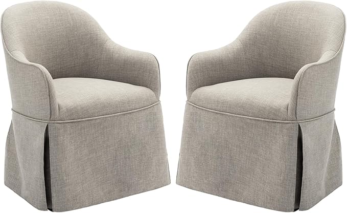 COLAMY Modern Accent Dining Chairs Set of 2, Barrel Accent Armchairs, 20 Inch Dining Accent Chairs with Cover, Fabric Dining Chair for Kitchen,Dining Room,Living Room,Dinner Party, Light Grey - LeafyLoom
