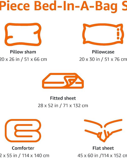 Amazon Basics 5 Piece Microfiber Kid's Bed-in-a-Bag Bedding Set, Toddler, Blue, Solid - LeafyLoom