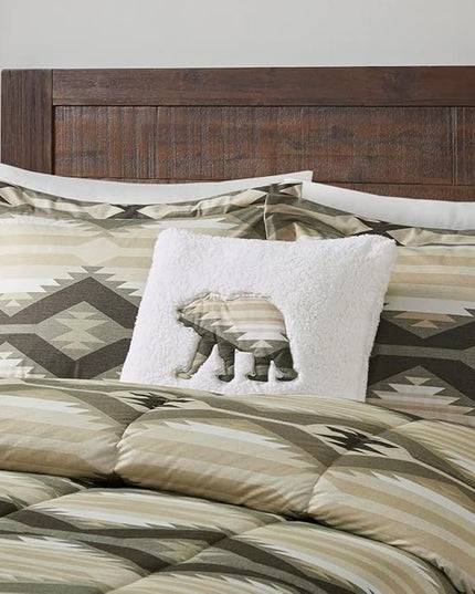 Woolrich Comforter Set, Cabin Lodge, Warm Cover for Colder Season, Modern Cottage-Inspired Down Alternative Ultra Soft Microfiber Bedding, Matching Sham, Southwestern Brown Full/Queen 4 Piece - LeafyLoom